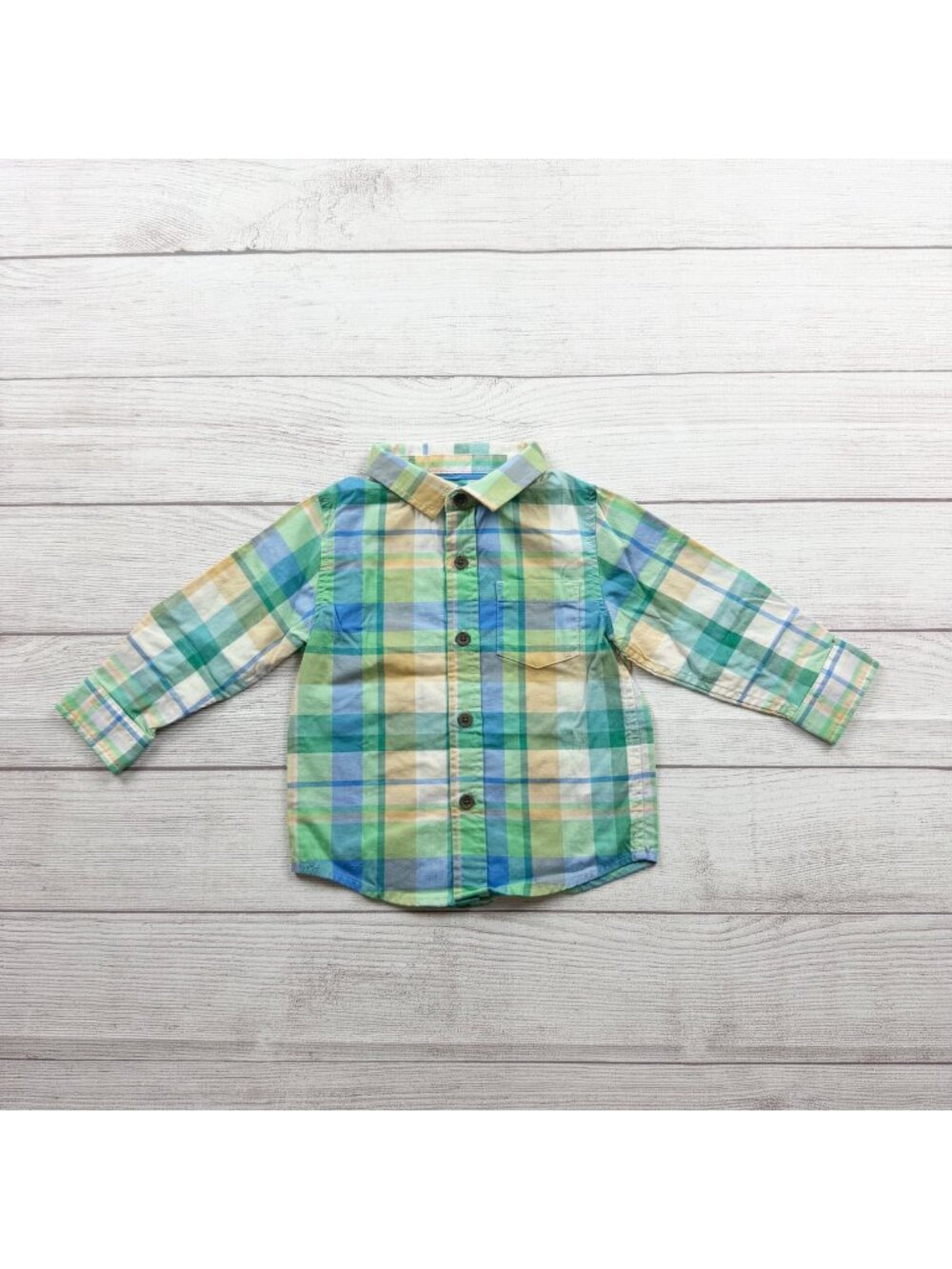 Cat & Jack Baby Boys Plaid Button Down Shirt Long Sleeve Multicolor 12-18 Months